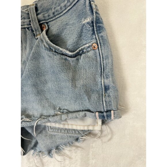 Levi’s 501 Selvedge Daisy Duke Jean Shorts Women’s Size 25 Distressed - Picture 2 of 8